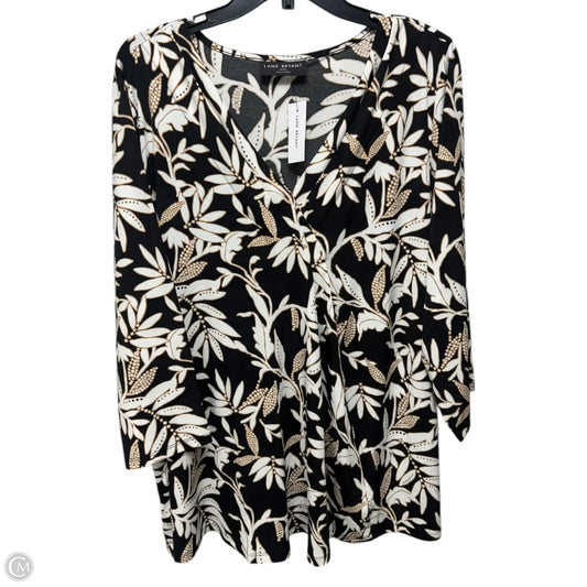 Blouse Long Sleeve By Lane Bryant In Black & Cream, Size: 26