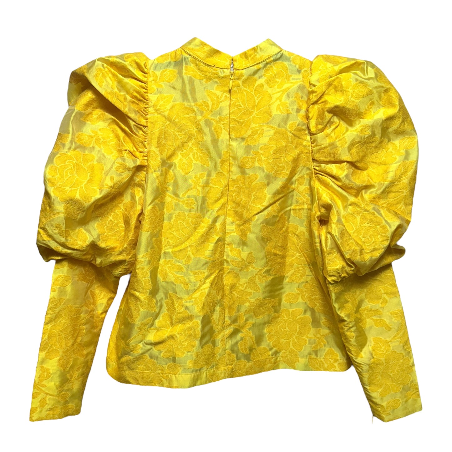 Floral Jacquard Blouse Long Sleeve By Sister Jane In Yellow, Size: S