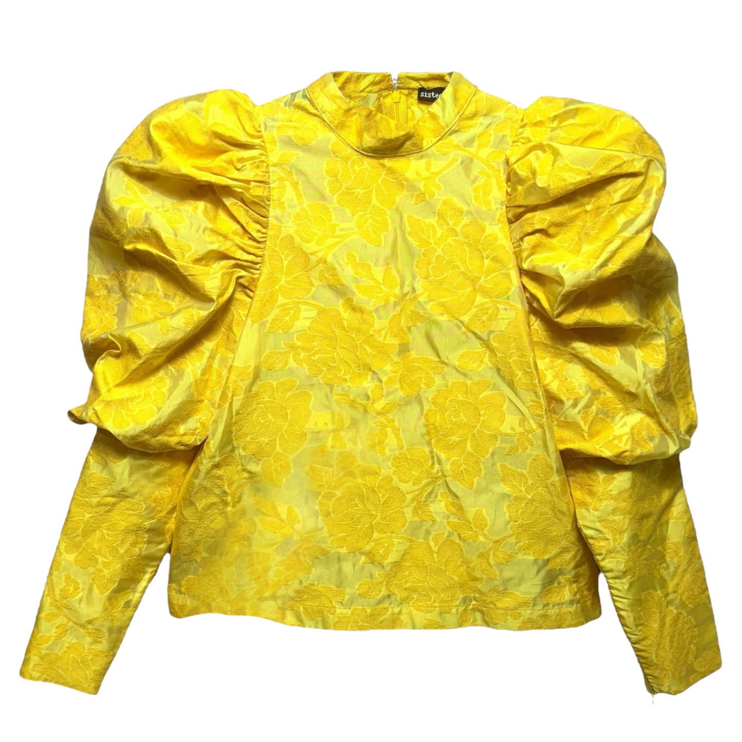 Floral Jacquard Blouse Long Sleeve By Sister Jane In Yellow, Size: S