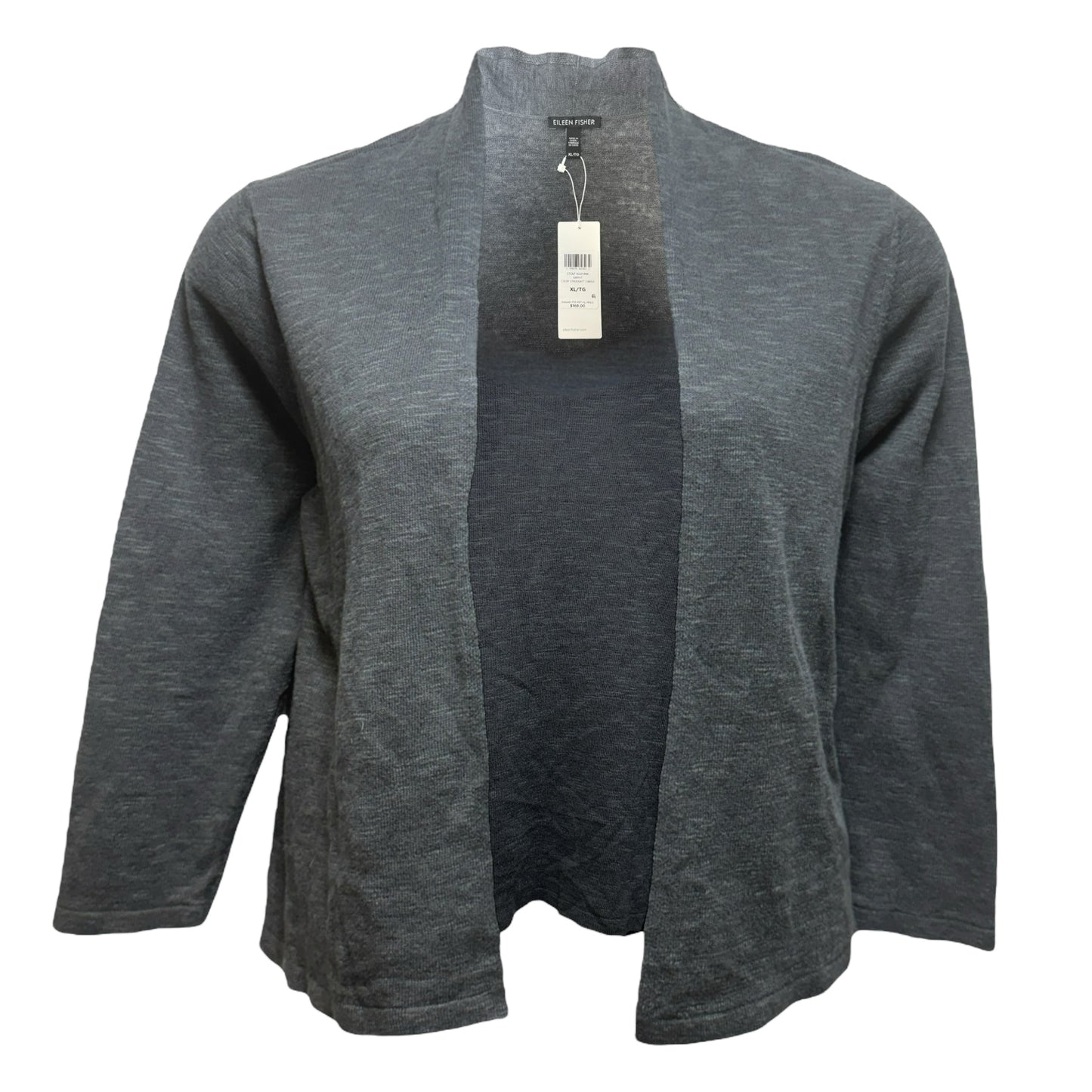 Cropped Straight Cardigan By Eileen Fisher In Graphite, Size: Xl