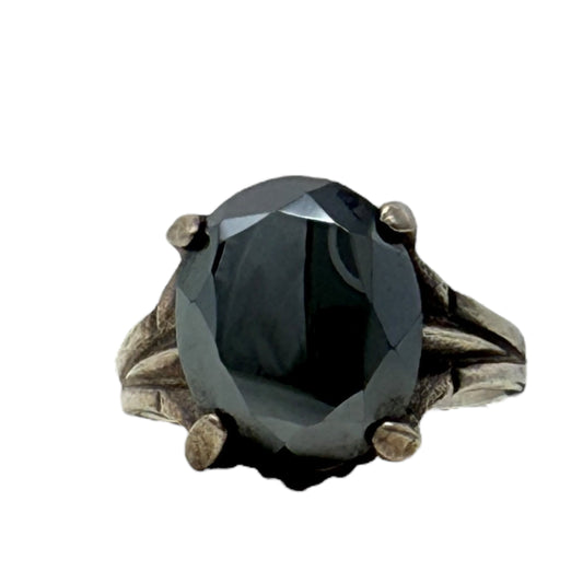 Ring Sterling Silver & Faceted Hematite Stone By Unbranded  Size: 5