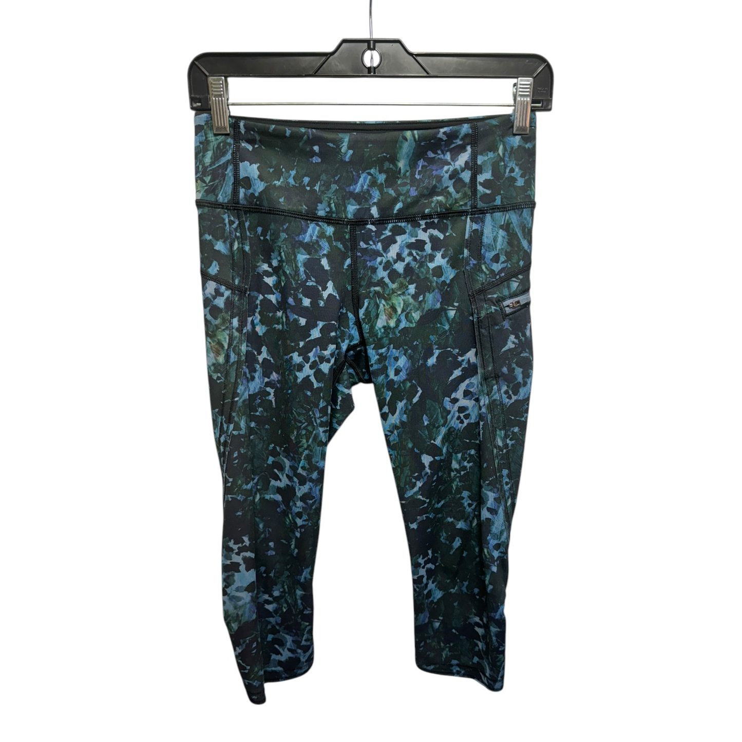 Run Top Speed Crop Full-On Luxtreme Floral Backdrop Blue Denim Multi By Lululemon  Size: 4