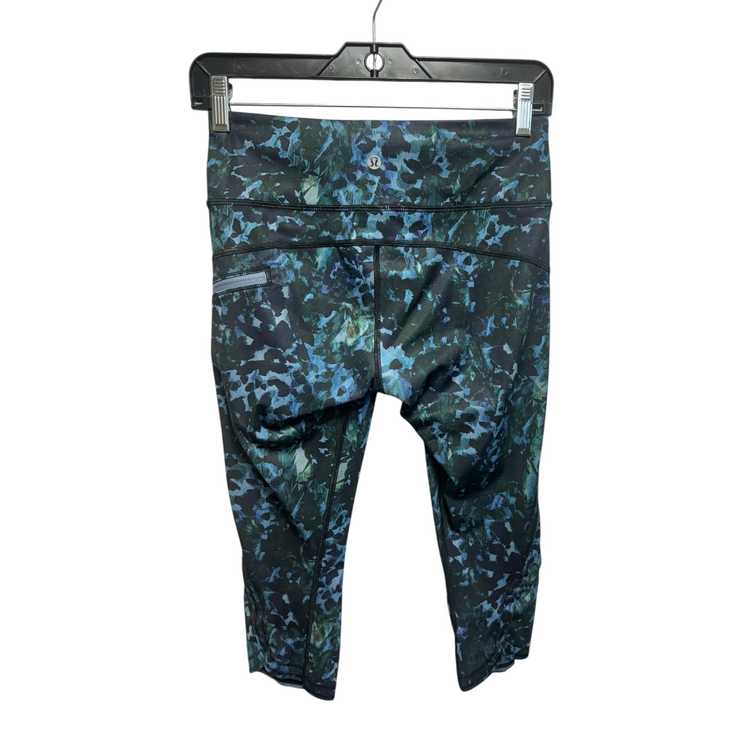 Run Top Speed Crop Full-On Luxtreme Floral Backdrop Blue Denim Multi By Lululemon  Size: 4