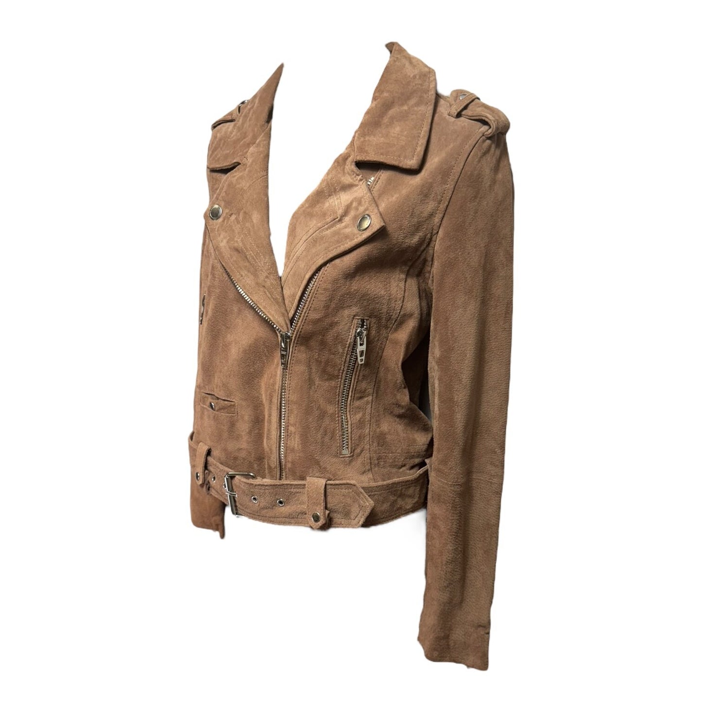 Coffee Bean Suede Cropped Moto Jacket By Blanknyc  Size: S