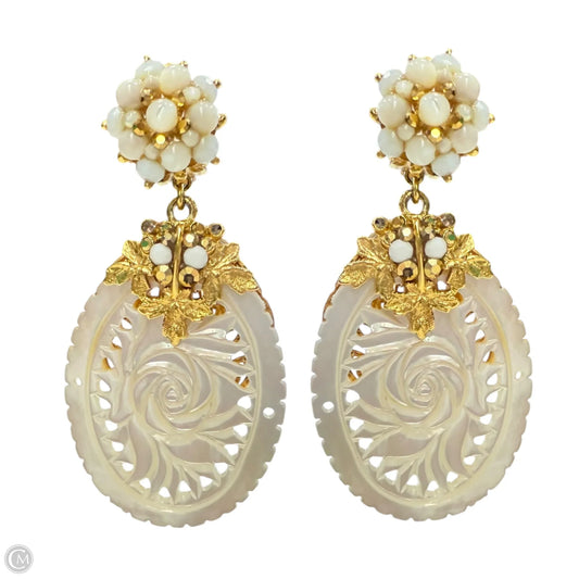 Mother Of Pearl Gold Plated Chandelier Earrings By Barerra