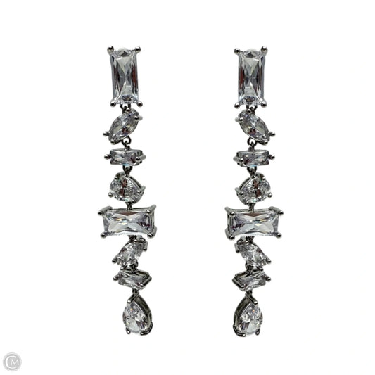 Fine Silver Plated Cubic Zirconia Linear Drop Earrings By Believe by Brilliance