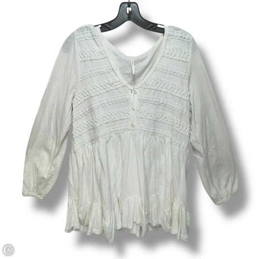 Top Long Sleeve By Anthropologie In White, Size: M