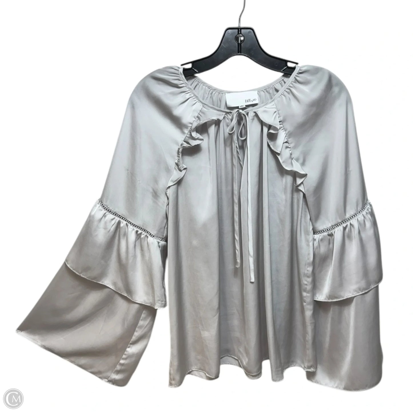 Ruffle Long Sleeve Blouse By Fate In Grey, Size: L