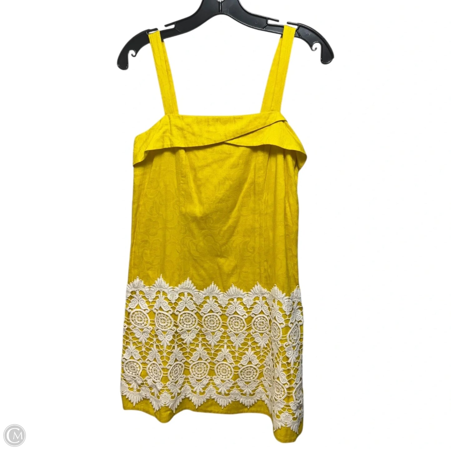 Cotton Lace Trim Dress By Floreat X Anthropologie In White & Yellow, Size: 2
