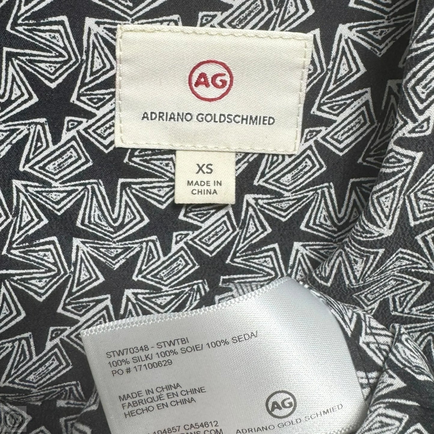Silk Star Top Long Sleeve By Adriano Goldschmied In Black & White, Size: Xs