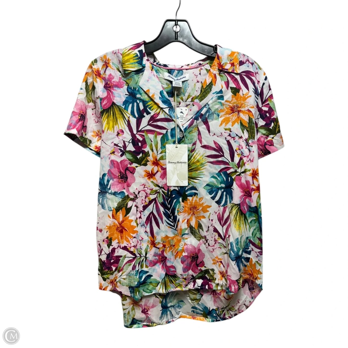 Top Short Sleeve By Tommy Bahama In Tropical Print, Size: S