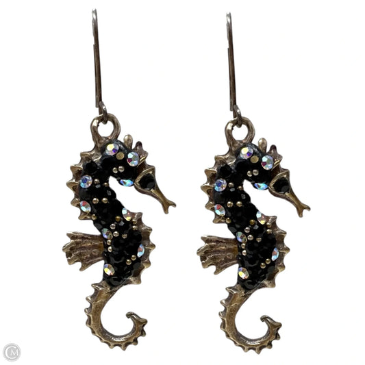 Crystal & Sterling Silver Seahorse French Wire Drop Earrings By Unbranded