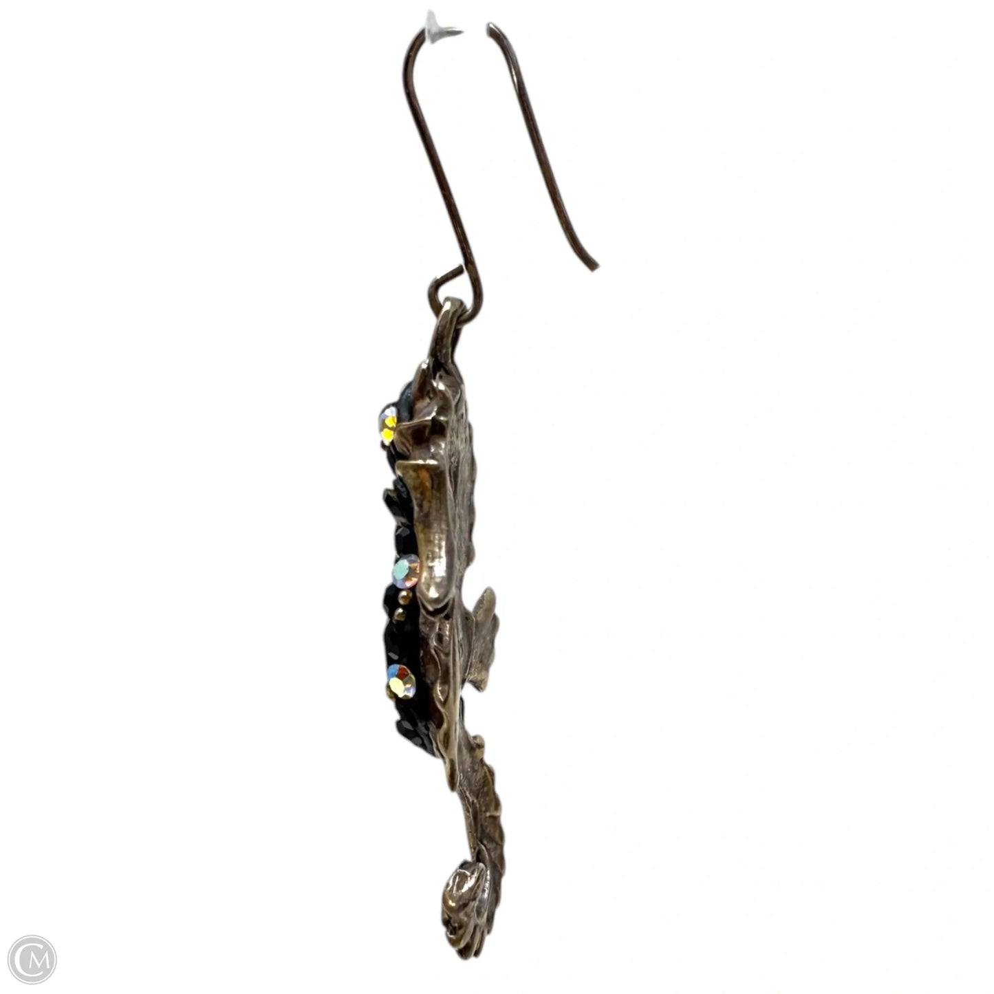 Crystal & Sterling Silver Seahorse French Wire Drop Earrings By Unbranded