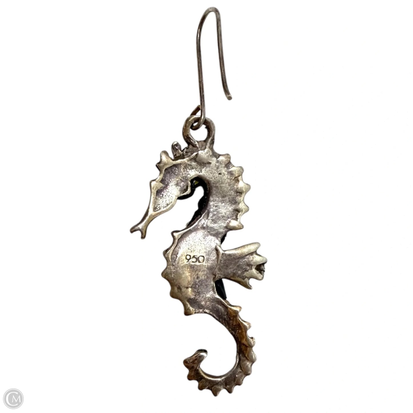 Crystal & Sterling Silver Seahorse French Wire Drop Earrings By Unbranded