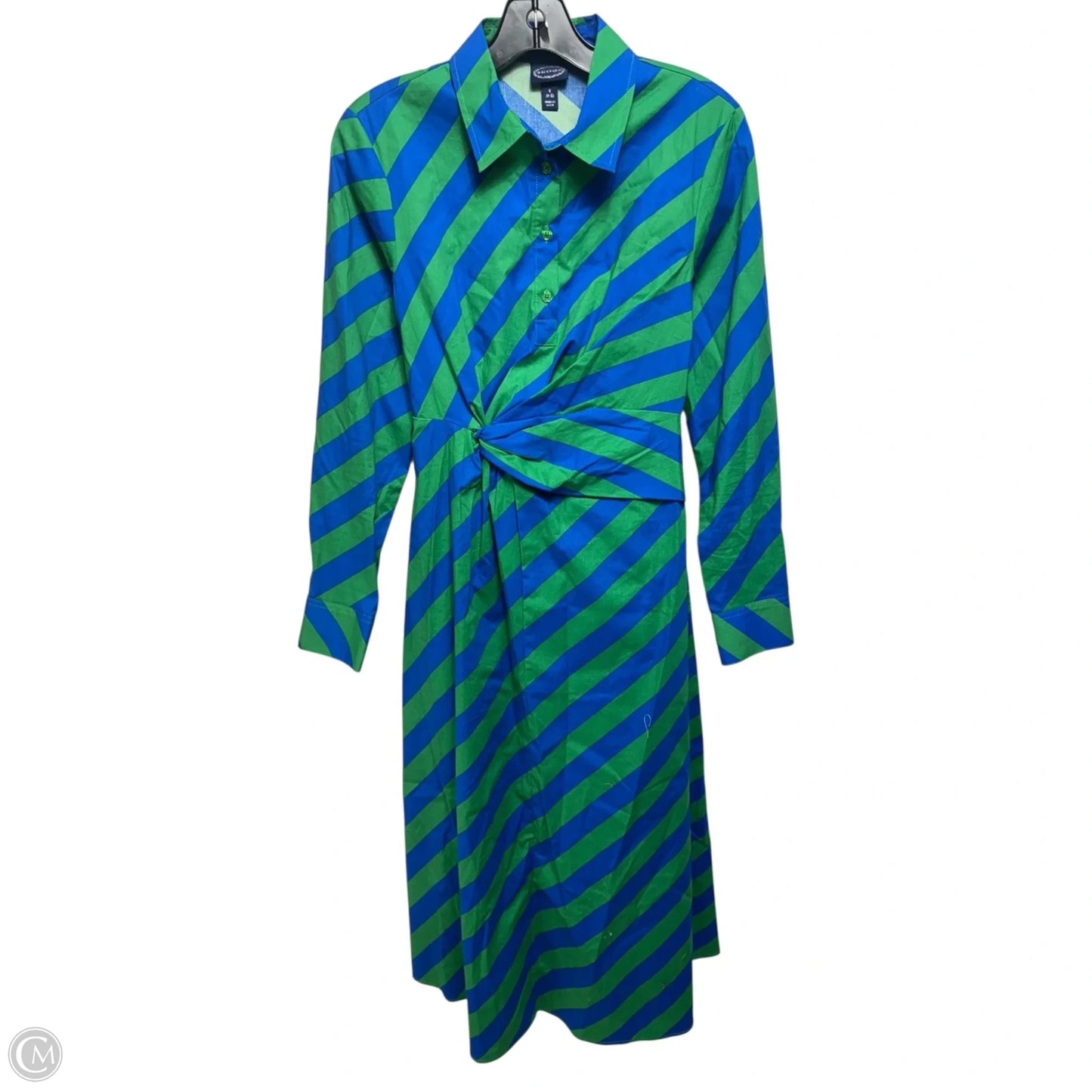 Side Knot Poplin Midi Shirt Dress By Scoop In Striped Pattern, Size: S