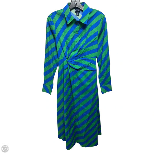 Side Knot Poplin Midi Shirt Dress By Scoop In Striped Pattern, Size: S