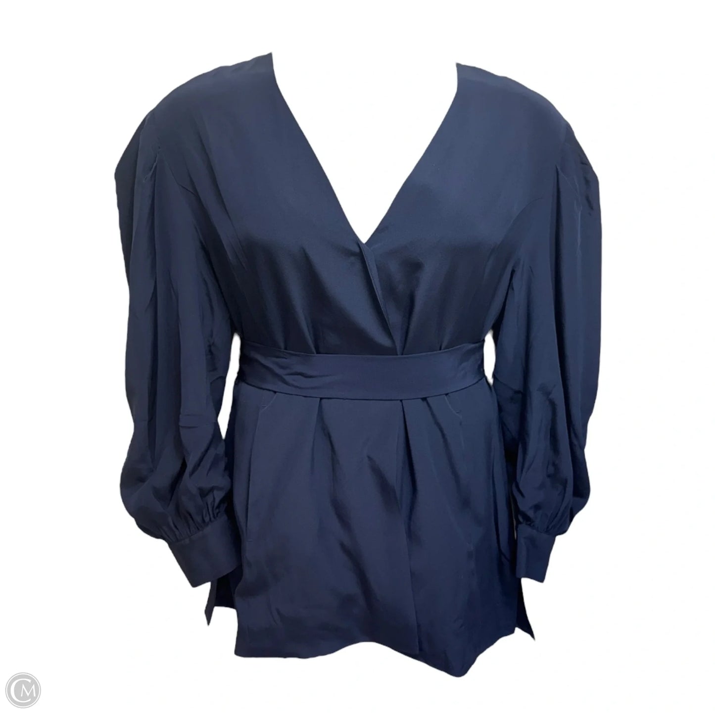 Silk Belted Tunic Long Sleeve By Cuyana In Navy, Size: M