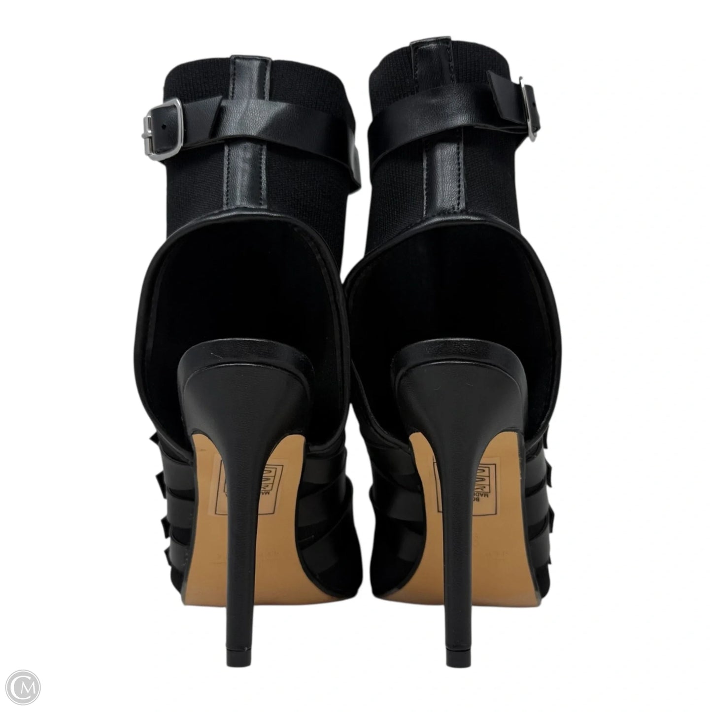 Boomer Peep Toe Stiletto Buckled Booties By Nicole Miller In Black, Size: 9