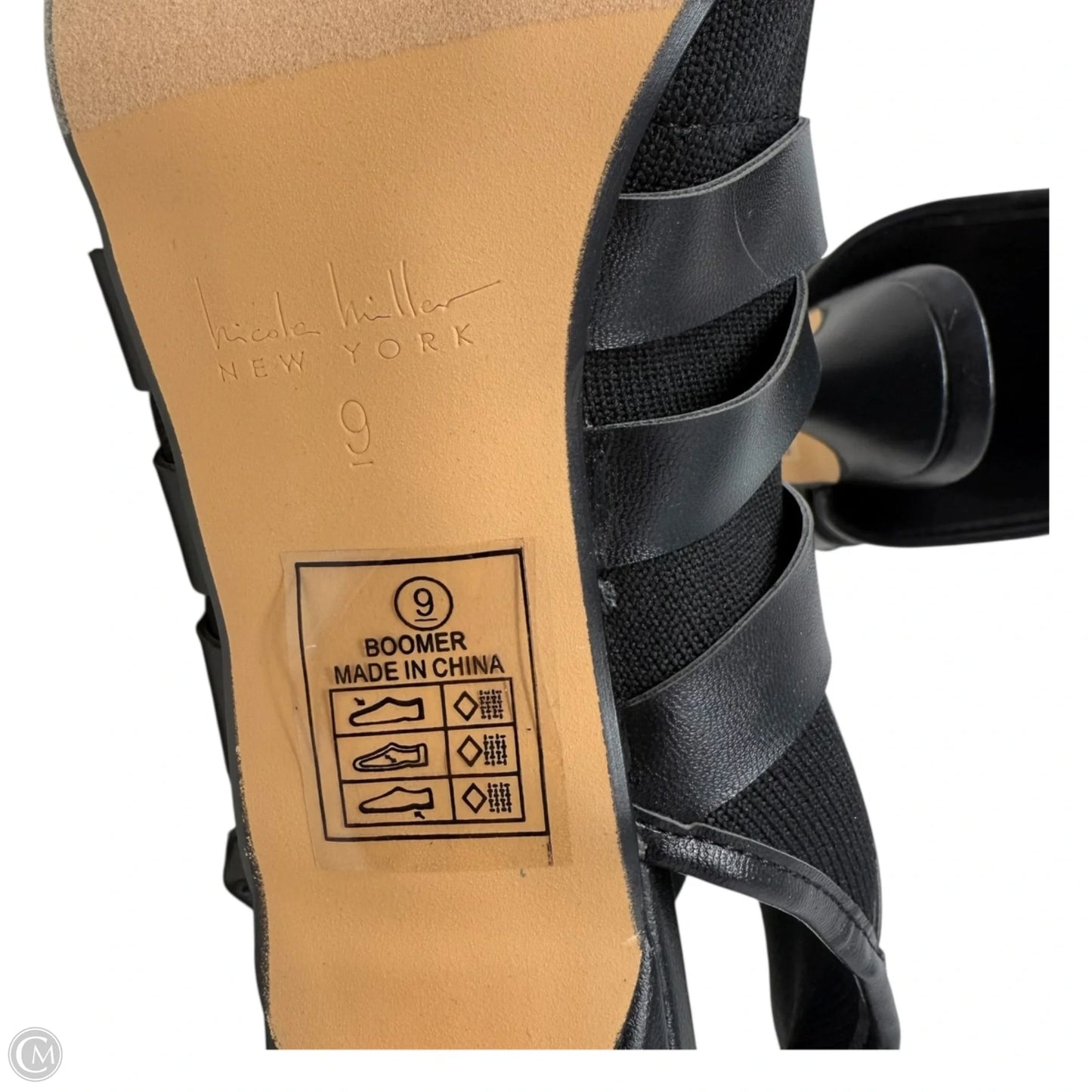 Boomer Peep Toe Stiletto Buckled Booties By Nicole Miller In Black, Size: 9