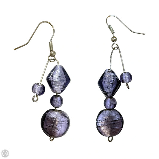Purple & Silver Foiled Bead & Wire Drop Earrings