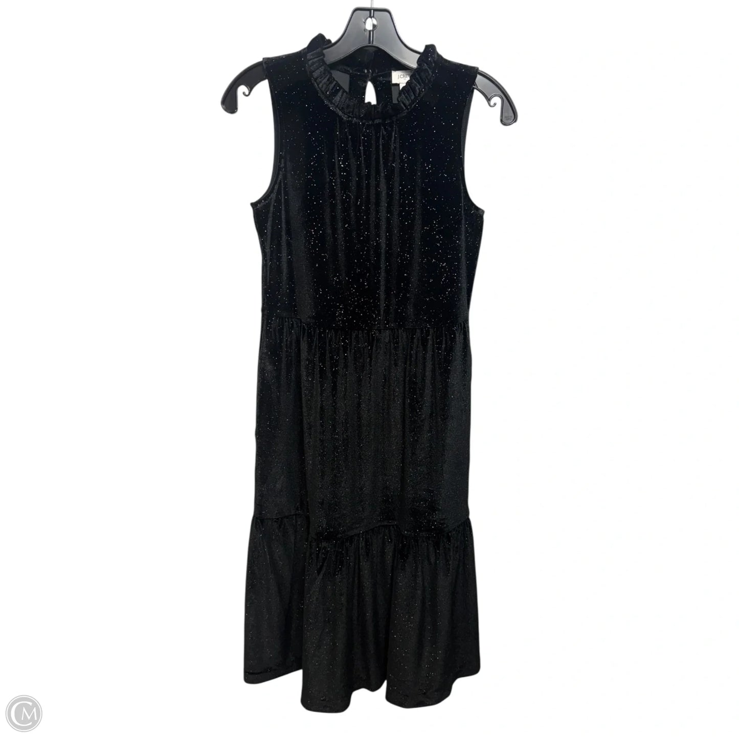 Velvet Tiered Dress Casual Midi By J. Crew In Black & Gold, Size: 0