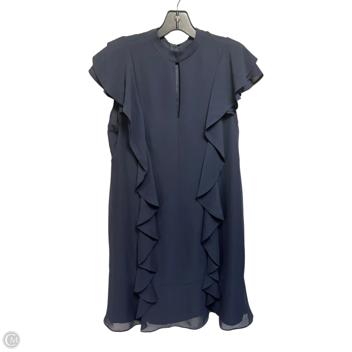 Ruffle Keyhole Tie Neck Mini Dress By Nanette By Nanette Lepore In Navy, Size: 8