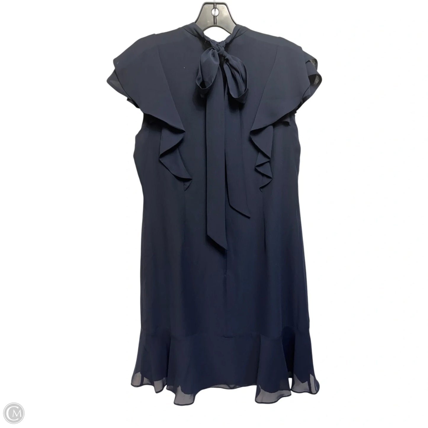 Ruffle Keyhole Tie Neck Mini Dress By Nanette By Nanette Lepore In Navy, Size: 8
