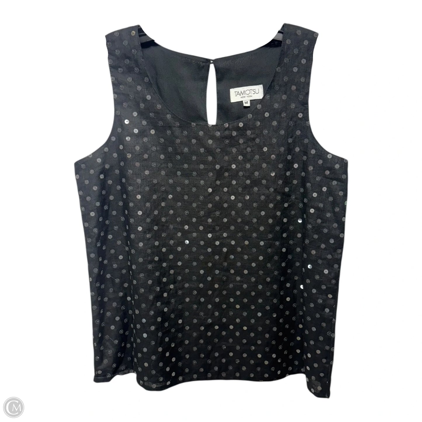 Linen Sequin Tank Top By Tamotsu In Black, Size: M