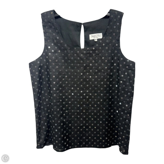 Linen Sequin Tank Top By Tamotsu In Black, Size: M