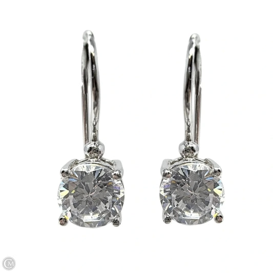 Leverback Round Brilliant CZ & Sterling Silver Drop Earrings By Unbranded
