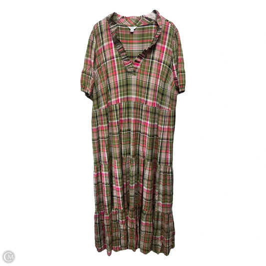Tiered Ruffle Neck Maxi Dress By Crown And Ivy In Plaid Pattern, Size: 3X