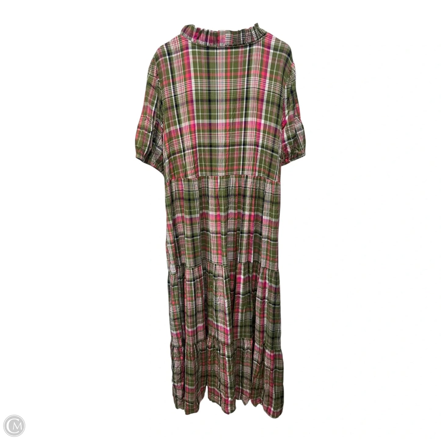 Tiered Ruffle Neck Maxi Dress By Crown And Ivy In Plaid Pattern, Size: 3X