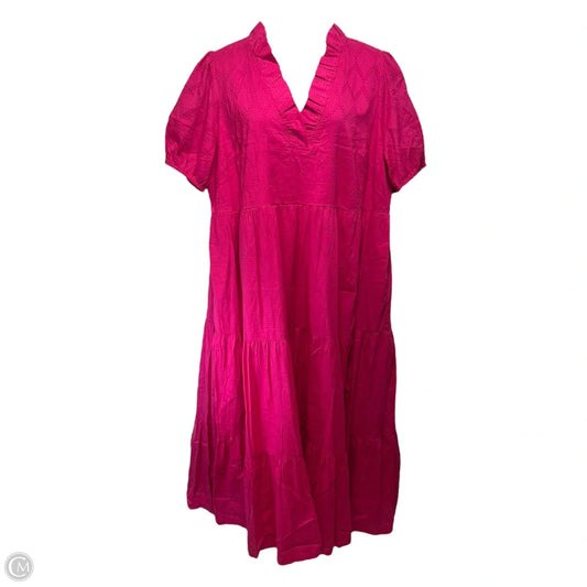 Tiered Ruffle Neck Maxi Dress By Crown And Ivy In Pink, Size: 3x