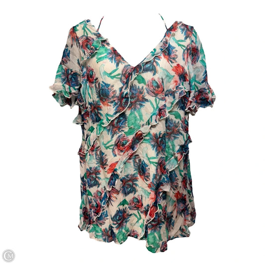 Soft Printed Ruffle Dress Casual Short By Anthropologie In Multi-colored, Size: 2x