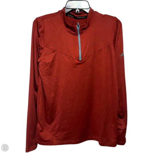Athletic Top Long Sleeve Collar By Nike Apparel In Orange, Size: S