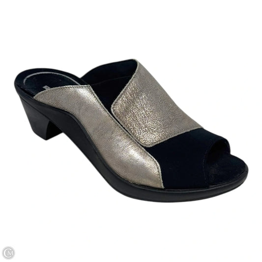 Mokasetta 244 Mule Sandals By Romika In Black & Silver, Size: 9.5