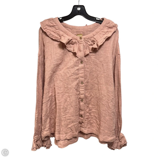 Amber Ruffle Top By Free People In Peach, Size: XL