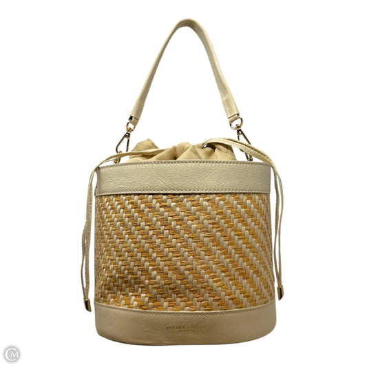 Italian Woven Leather & Straw Bucket Bag By Divina Firenze, Size: Medium
