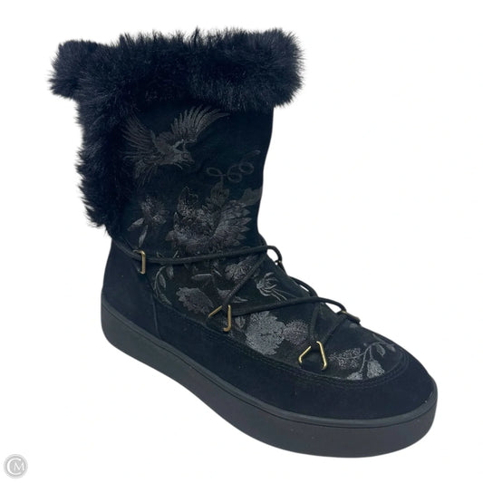 Freja Fur Liner Moon Boots Ankle Flats By Johnny Was In Black, Size: 8