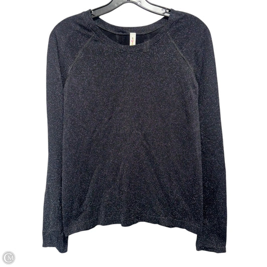 Athletic Top Long Sleeve Crewneck By Athleta In Black & Silver, Size: M