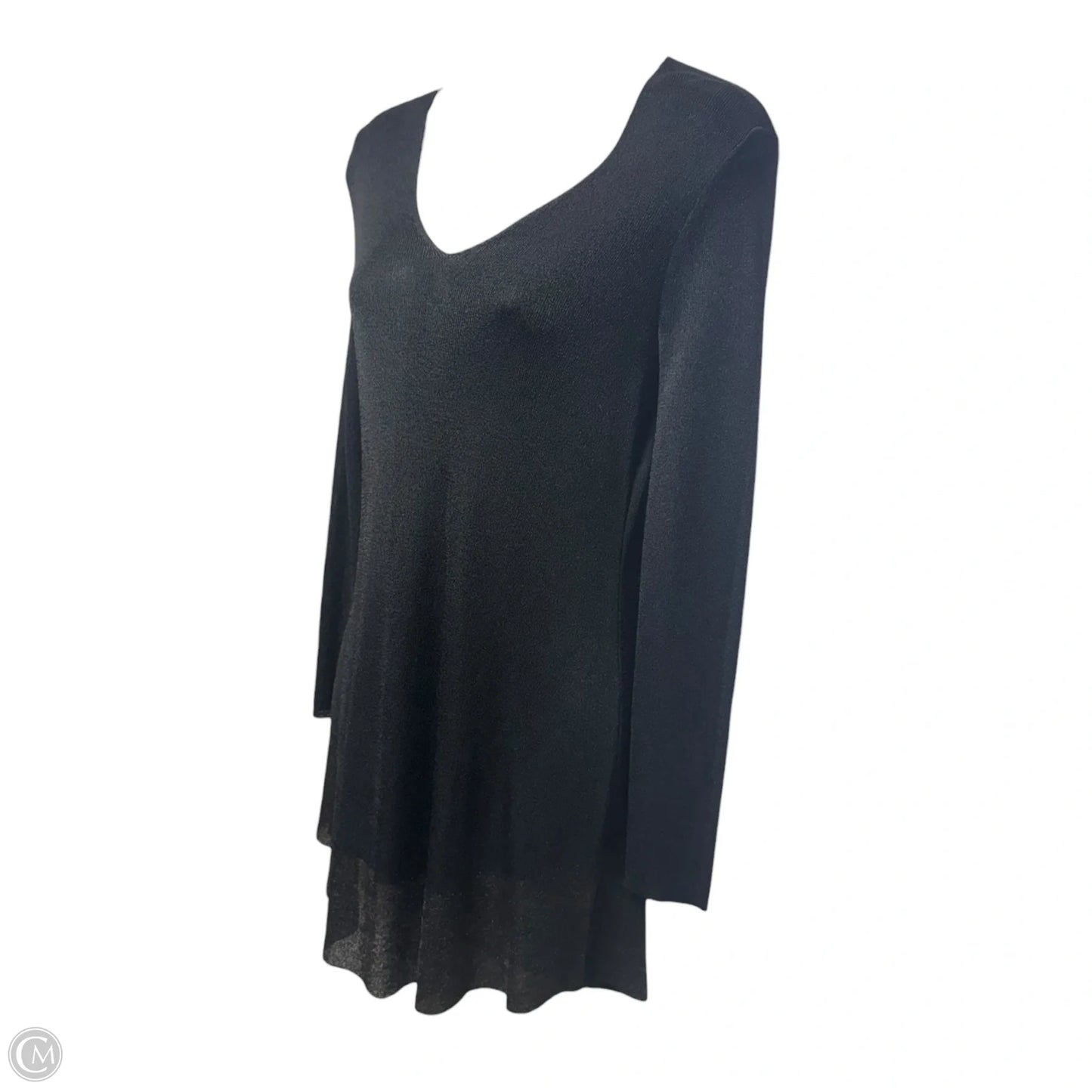 V-Neck Knit Tunic By Eileen Fisher In Black, Size: XXS