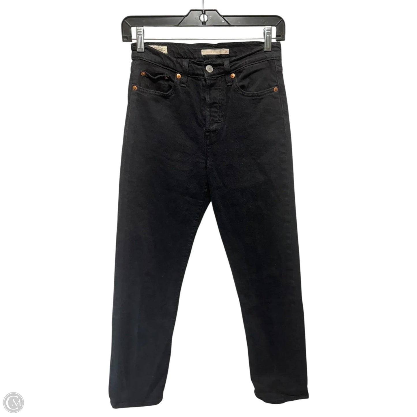 Wedgie Jeans Straight By Levis In Black Denim, Size: 25