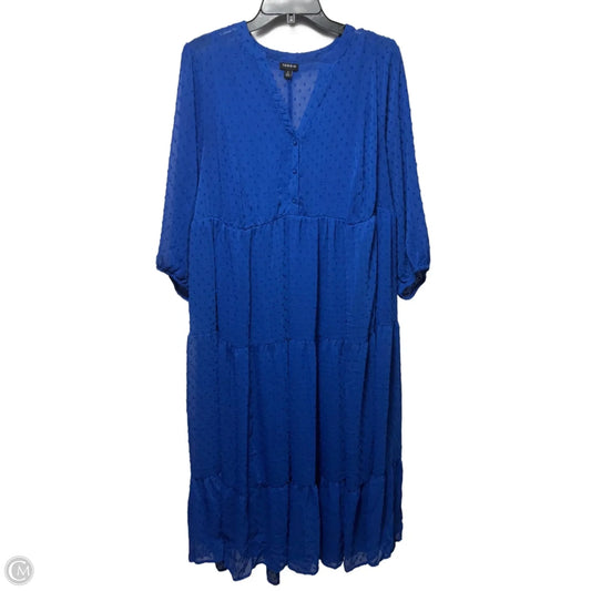 Maxi Chiffon Clip Dot Pleated Dress By Torrid In Blue, Size: 2x