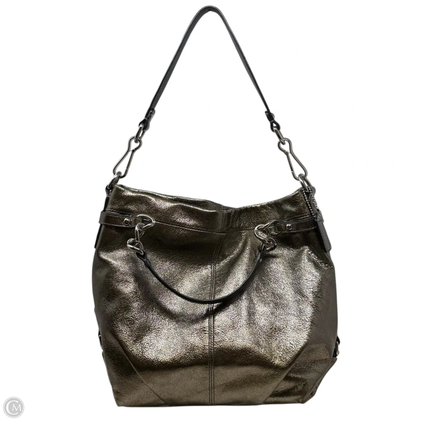 Vintage Convertible Brooke Hobo Designer By Coach In Metallic Pewter, Size: Medium
