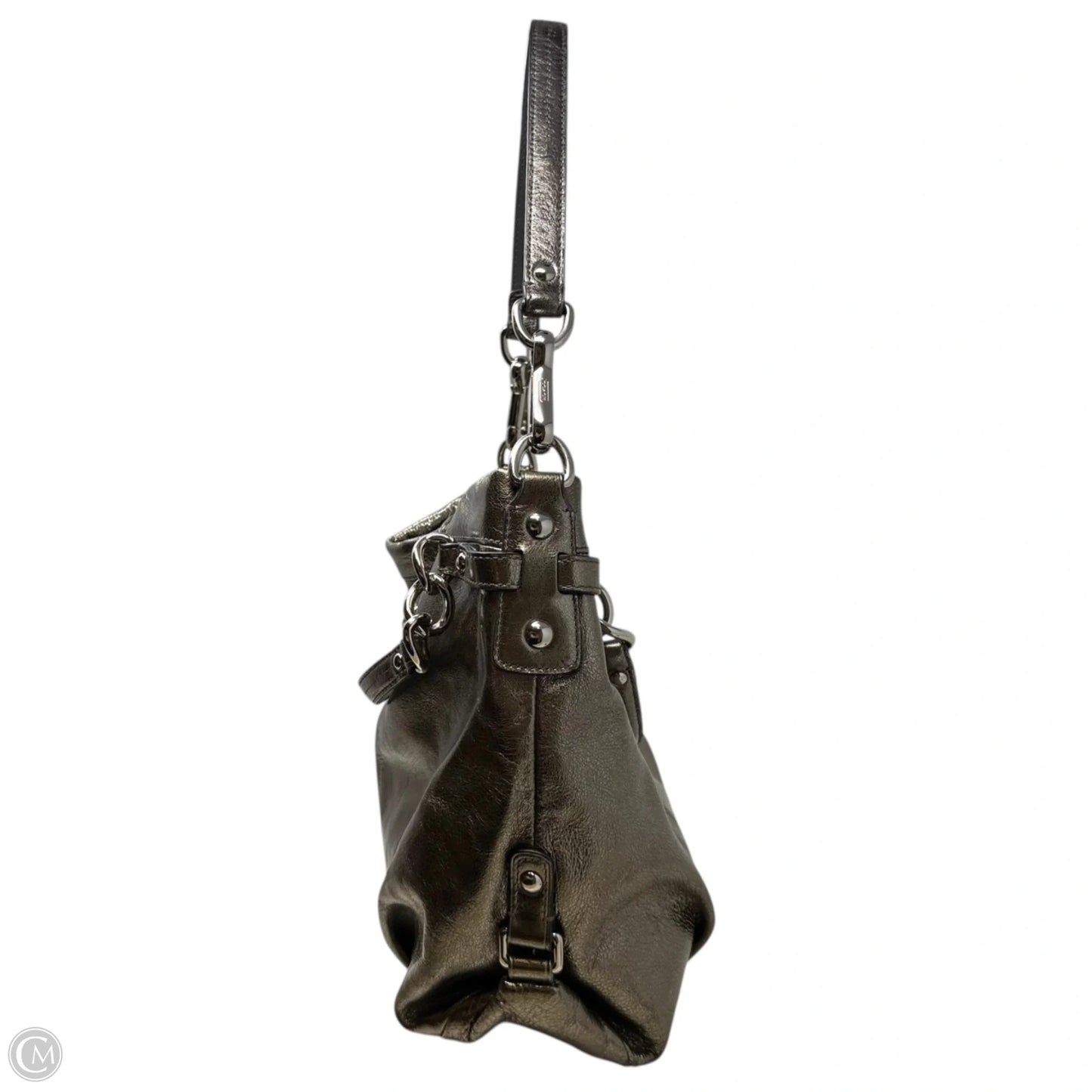 Vintage Convertible Brooke Hobo Designer By Coach In Metallic Pewter, Size: Medium