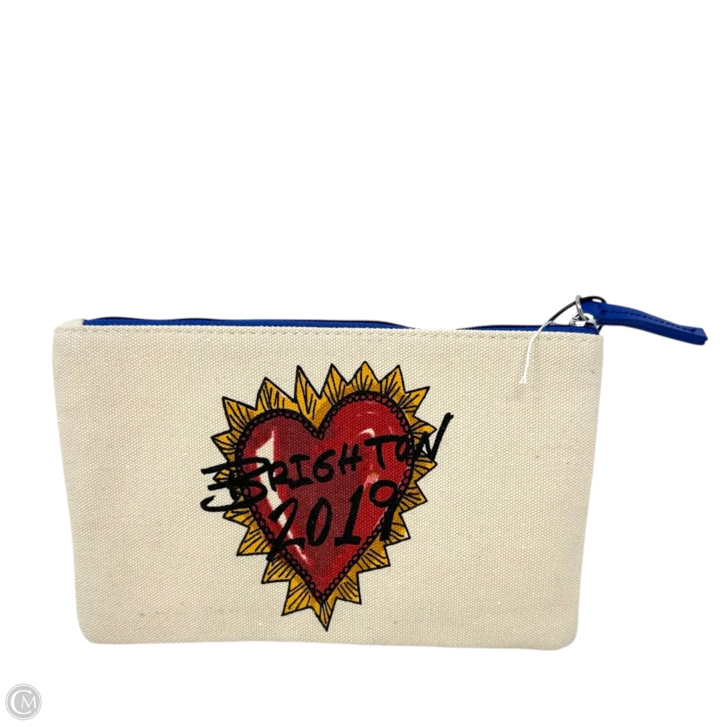 2019 Love Of Art Birds Heart  Crown Zip Top Canvas Cosmetic Bag By Brighton, Size: Medium