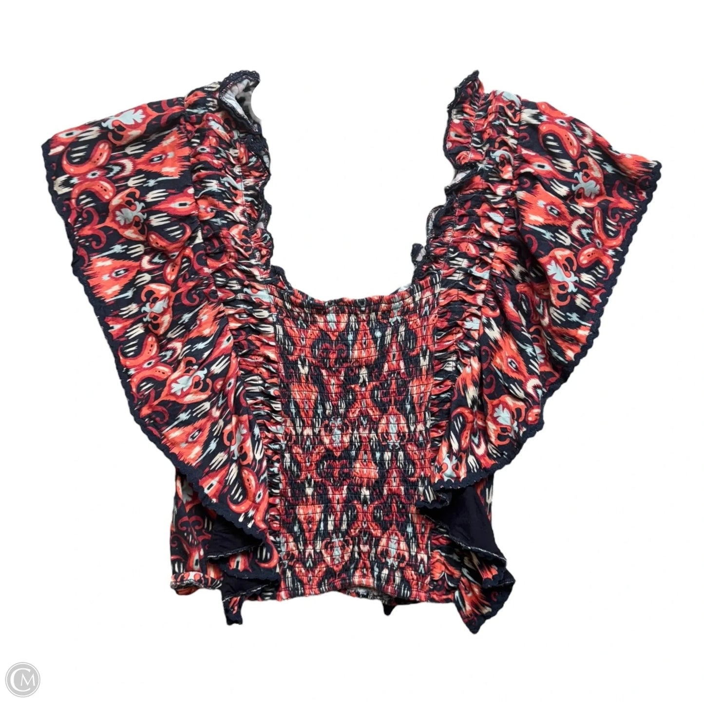 Smocked Ruffle Top Short Sleeve By Let Me Be In Multi-colored, Size: M