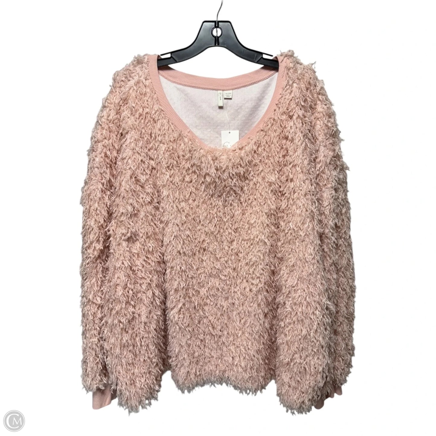 Faux Feather Sweater By Cato In Pink, Size: 26