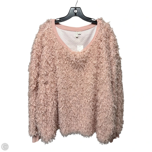 Faux Feather Sweater By Cato In Pink, Size: 26