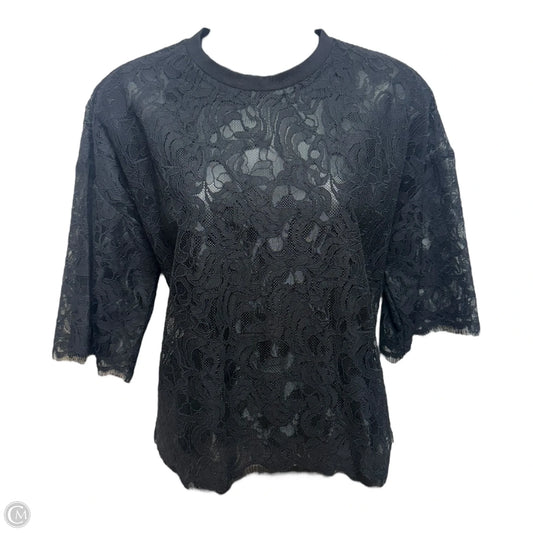 Lace Top Short Sleeve By Jonathan Simkhai In Black, Size: S
